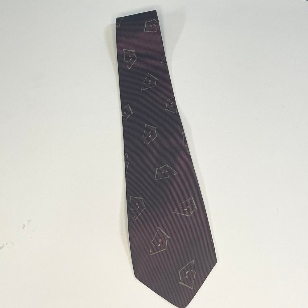Valentino Silk Tie‎ Burgundy Geometric Pattern Mens Cravatte Handmade Italy